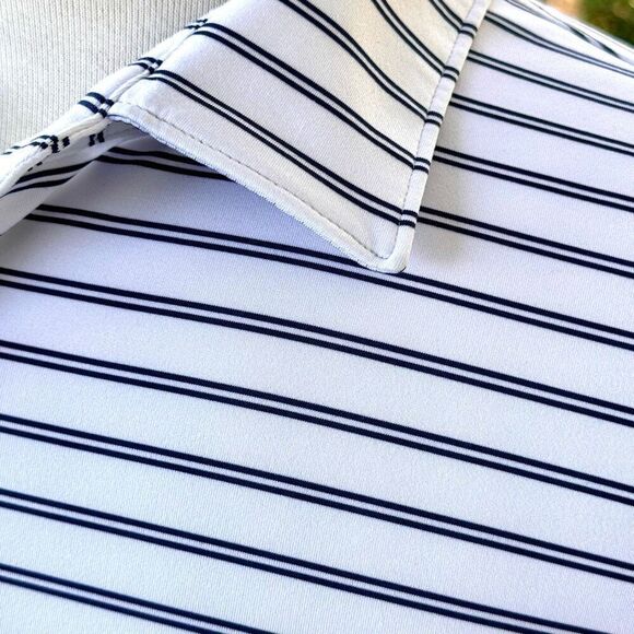 Peter Millar Summer Comfort Striped Polo Shirt. Size XL. White/navy. - Picture 3 of 7
